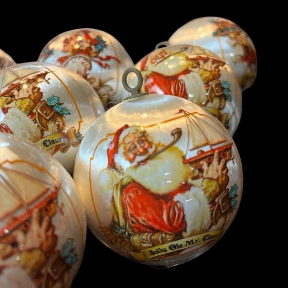 12 Vintage 1980s Silk Satin Ornaments Olde Mr Claus Olde Mrs Claus Ball 3" READ - Picture 2 of 4